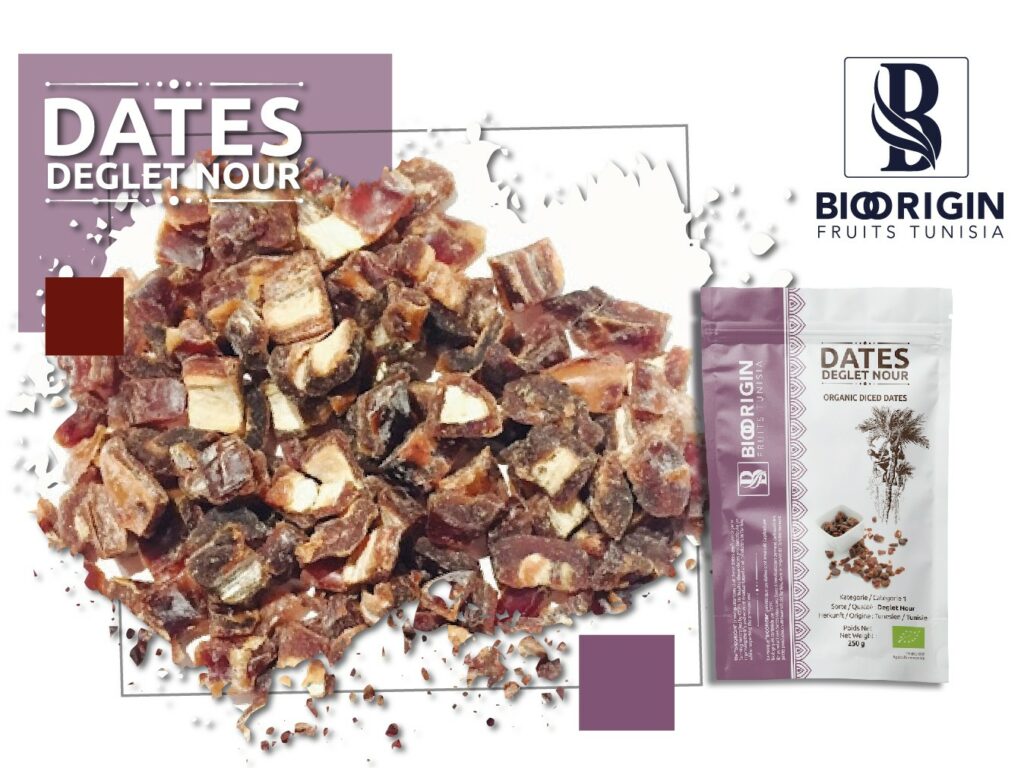 Dattes découpées Deglet Nour – Dattes biologiques tunisiennes