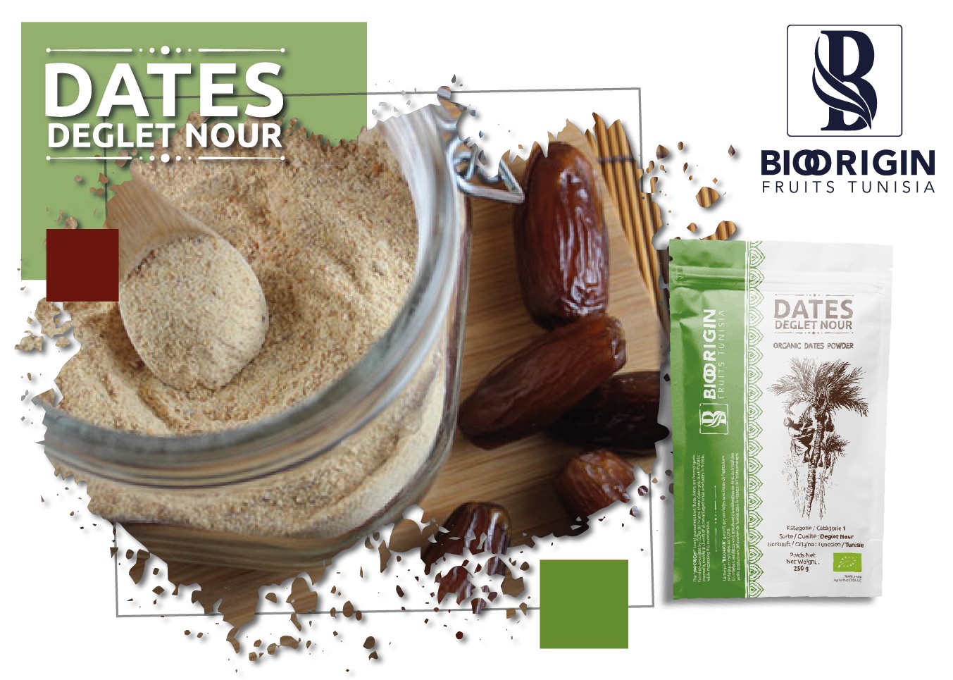 Poudre de dattes bio Deglet Nour – Édulcorant naturel tunisien